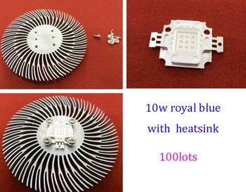 100pcs/lotes 10w watts, Azul Royal, 445-450nm de led de SABUGO de Bridgelux do diodo emissor de diodos com 10w conduziu o dissipador de calor para Diy
