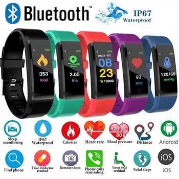 115Plus Smart Watch 2023 Pulseira Bluetooth frequência Cardíaca Pressão Arterial Banda Inteligente de Fitness Tracker Pulseira para Relógios fitbits