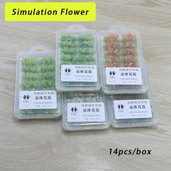 14pcs/caixa de Ho Escala de Miniatura Flor Cluster 1:35 1:48 1:72 de Simulação Tufo de Grama Militar Cena do Trem de Layout para Diorama