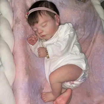 18inch Reborn Baby Sam Bebê Dormir com Enraizada Cabelo Já Pintado Pele com Detalhes de Veias Bebe Reborn Boneca para a Menina