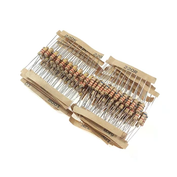 200PCS/Set 20 Tipos de 1W Resistência 5% de resistores de Filme de Carbono Pack Kit Sortido,de 10 ohms ~1M DE 6,8 K 10 K 22 K 47K 68 K 1M Resistores