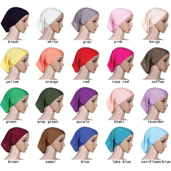 2019 mulheres Interno simples de algodão, lenço de Cabeça hijab Islâmica headwrap sólido full cover-up femme senhoras bonnet chapéu muçulmano hijabs loja