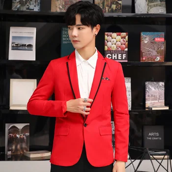 2023 Boutique Homens coreano Versão Slim de Hong Kong Tendência de Estilo de Plâncton Bonito de Moda Casual Estilista de Cabelo Vestido Blazer M-5XL