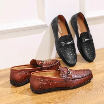 2023 Homens Casuais Sapatos de Couro de Cabeça Camada de Sapatos de Couro Britânico Respirável Macio, com solado de Feijão Sapatos de Homens Sapatos