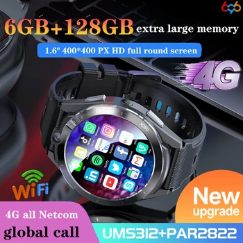 2023 Nova RAM de 6 gb ROM de 128 gb de 1,6 Polegadas 4G Chamada de Smart Watch GPS Wifi, Câmera Dupla Heartrate Testes de Esportes Homens Dente Azul Smartwatch