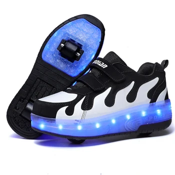 2023 Novo Brilhante Tênis sobre Rodas de Carregamento USB Luminosa Sapatos com Rolos de Piscamento do DIODO Duplo, Rodas de Patins Tamanho de 28 a 40