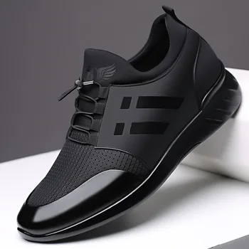 2023 Sapatos masculinos Sapatos de Couro de Qualidade da Marca Britânica Sapatos para Homens Novos Homens de Negócios de Sapatos Negros do sexo masculino, Tênis de Altura de Sapatos
