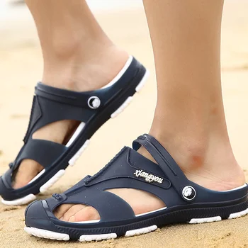 2023 Verão de Homens, Chinelos de quarto Slip-On Jardim Sapatos Respirável Homem Sandálias Plus Size Masculino, Sapatos de Praia (Flip Flops Rápido a Seco