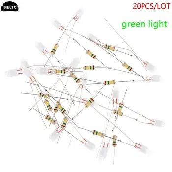 20Pcs Verde do Indicador de Luz de Néon Sinal F4 Neonlight Com Resistor de 4*10mm Brilho da Lâmpada Acessórios
