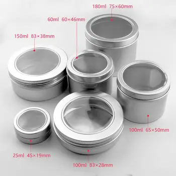 25 ml 60ml 100 ml de Alumínio Creme Cosmético Jar Janela do Pac, 150ML de Jarras de Metal, 180ML Caixa de Alumínio, Embalagem de Latas de Recipiente F20171109