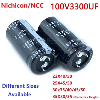 2Pcs/Lote do Japão Nichicon/NCC 3300uF 100V 100V3300uF 22X40/50 25X45/50 30x35/40/45/50 35X30/35 Snap-in PSU Amplificador Capacitor