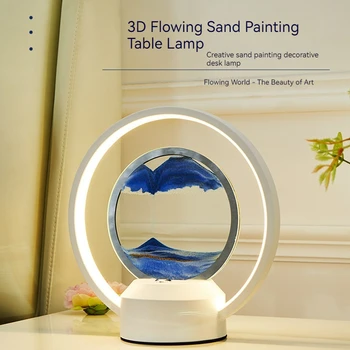 3D areia movediça Pintura Criativa, Lâmpada da Tabela do Zen Chinês de Estilo de Vida Simples Sala de Estudo Moda, Decoração Pequena Lâmpada da Noite