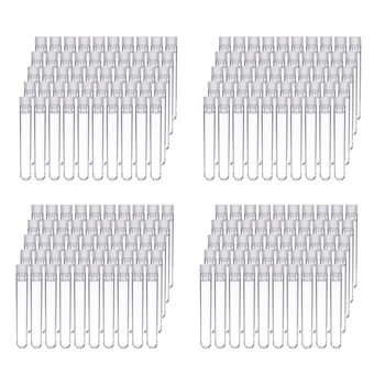 400Pcs de Plástico transparente Tubos de Ensaio em Branco Com Tampas de Rosca Exemplo de Recipientes Garrafas de Empurrar Caps 12X75mm