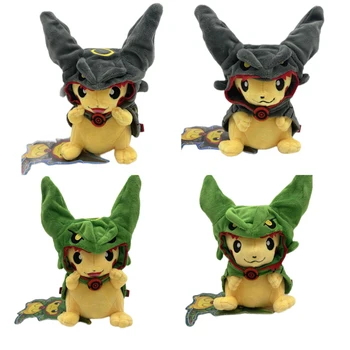 4pcs/monte TAKARA TOMY do Cartoon Pokemon Cosplay de Pikachu Rayquaza Brinquedos de Pelúcia Boneca Macia Pelúcia Animais de Brinquedos para as Crianças Presentes das Crianças