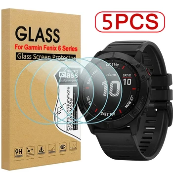 5-1Pack de Vidro Temperado para o Garmin Fenix 6 6S 6X Pro da Sapphire HD Protetores de Tela do Filme de Fenix 6 6S 6X Smartwatch Acessórios