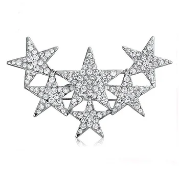50pcs/100pcs Nova Estrela Brilhante Broche de Vidro Transparente Rhinestone Sobreposição de Estrelas Broche Para o Presente