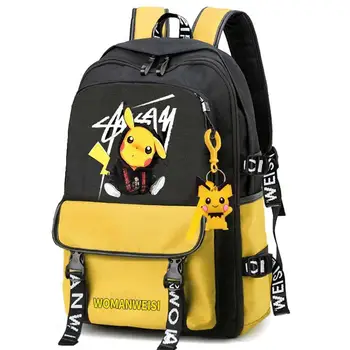 A TAKARA TOMY Pikachu Impresso Mochila do Aluno Pescoço Proteção Confortável Mochila