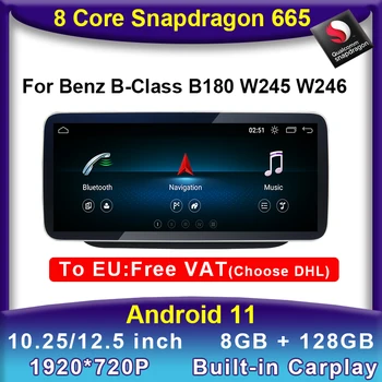 Android 11 Snapdragon 8Core 8 CPU+128G Carro DVD Player Multimídia GPS Rádio Estéreo para Mercedes Benz Classe B W246 B200 B180 B220