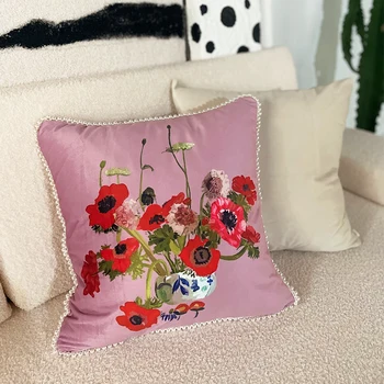 anêmona coleção primavera/verão Americano estilo de jogar travesseiro modelo de casa almofada floral capa de almofada francês