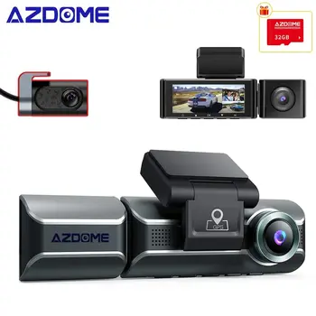 AZDOME M550 Pro Carro DVR 4K Três Câmeras Traço Cam 5G WiFi GPS Frente Interna Traseira da Lente Vídeo 3 Canais de Câmera 24H Monitor de Estacionamento