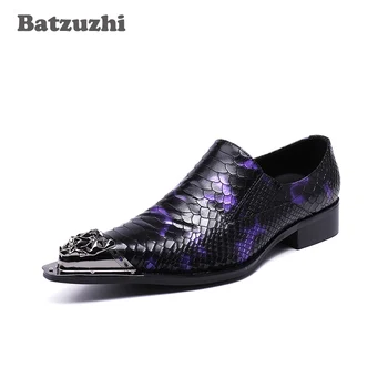 Batzuzhi Vestido Formal Sapatos de Homens Luxo Artesanal de Calçados de Couro Homens Prata, Ferro de Dedo do pé de Oxfords de Festa e Sapatos de Casamento Homens, US6-12