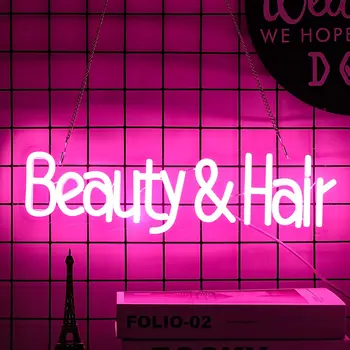 Beleza Cabelo Sinais de Néon Salão de cabeleireiro Assinar Palavra de Néon do DIODO emissor de Luz de Sinal USB para Barbeiros, Salões de Beleza de Decoração para Quarto Meninas