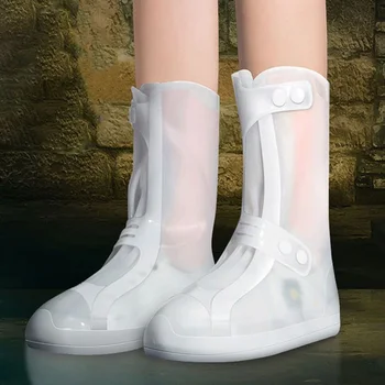 Botas de chuva para as mulheres, sapatos impermeáveis cobre branco meados de bezerro sapato capa impermeável de PVC 2023 durável galochas de chuva sapato protetor