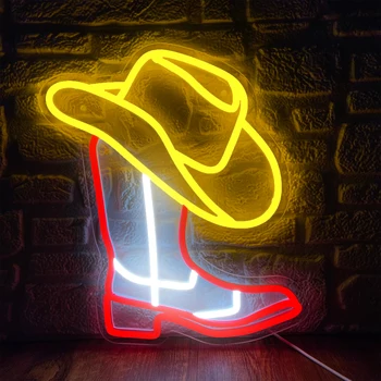 Botas de Cowboy do Sinal de Néon do DIODO emissor de Luzes de Casa Estética Restaurante BAR a Festa de Formatura de Decoração de Parede Personalizado Arte as Lâmpadas de Neon