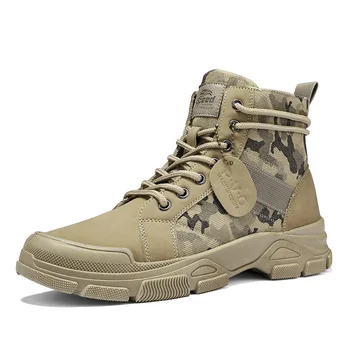 Camuflagem Sapatos para Homens 2022 Moda Primavera Laço ao ar livre Masculino Botas Plataforma Deserto Botas Militares dos Homens Novos Ankle Boots