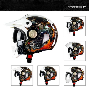 Capacete de motociclista masculina e feminina motocicleta veículo elétrico capacete de segurança, toda a temporada universal retro capacete protetor solar