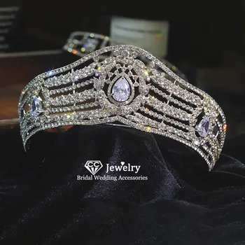 CC Cabelo Coroa de Noiva Acessórios de Cabelo para as Mulheres Rainha Tiara de Jóias de Luxo Cúbicos de Zircônia de Alta Qualidade Headwaear AN10