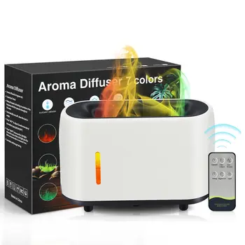 Chama Aroma Difusor de Ar, Umidificador 7 Chama Cores,Óleo Essencial de Aroma Terapia Difusor com Waterless Auto-Off de Proteção