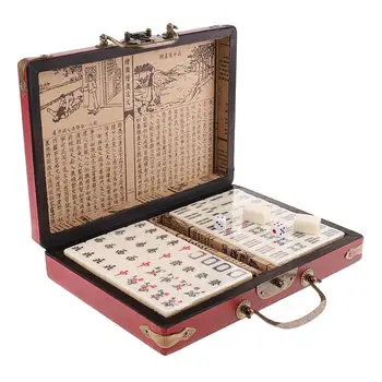 Chinês Mahjong com Caixa de Madeira 9 x 6 x 2 cm (23x16.2x4.5)