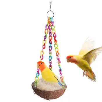 Conveniente Papagaio de Brinquedo Confortável Pendurado Multicolor Cadeias de Aves Casa super Resistente Durável Hamster Ninho para o Jardim