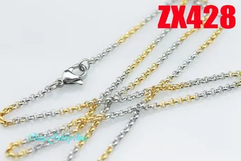 cor de ouro e cor de prata colar de aço inoxidável de 2mm rodada rolo de cadeias de ligação mulheres de jóias de moda 20pcs ZX428
