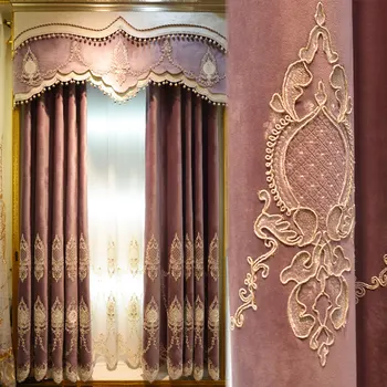 Costume europeu cortina de sala de estar de alto grau de bordados quarto sombra acabado de casamento quarto sombra da cortina de tela da janela