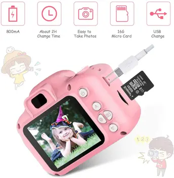 Crianças Câmera Digital Brinquedos para a Idade 3-8, Criança Câmeras Mini Cartoon RechargeableToys Câmera à prova de Choque de 8MP HD Câmera de vídeo KidsToy