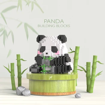 Criativo DIY Assemable Animal Bonito MINI Estilo Chinês de Animais do Panda Bloco de Construção Educacional Menino de Brinquedos Para Crianças Modelo de Tijolos