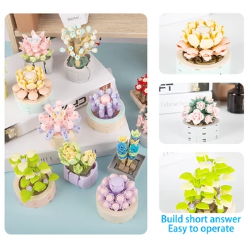 DIY Vasos de Plantas Suculentas Cactos Gypsophila Árvore Bonsai Jardins Românticos Blocos de Construção do Modelo de Tijolos Crianças Conjuntos de Kits de Brinquedos