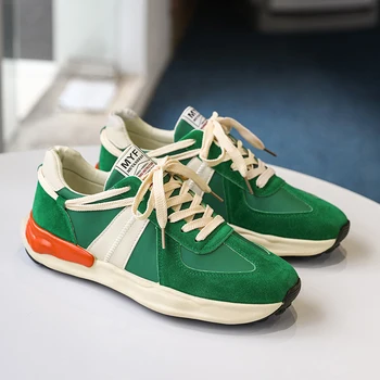 Dos Homens de moda Tênis Plataforma Verde Tênis Casual Homens Streetwear Designer de Sapatos Formadores Respirável Esportes Running Shoes Homens