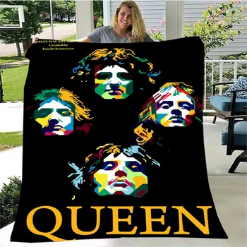Freddie Mercury do Queen-Rock-Banda de Pelúcia Macia Manta,Cobertor de Flanela Jogar Cobertor para a Sala de estar, Quarto e Sofá-Cama Piquenique Tampa