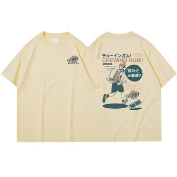 Hip Hop MULHER T-Shirt de Streetwear Kanji Japonês T-Shirt 2023 Verão de Manga Curta T-Shirt de Algodão Harajuku Tees
