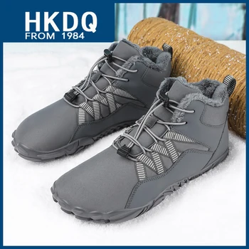 HKDQ Novos Exterior de Veludo Unisex Botas de Inverno de Moda Cinza Elástico Não-deslizamento Homens Botas de Neve de Conforto Quentes de Mulheres Casual Ankle Boots