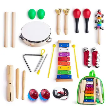 Instrumentos Musicais Para A Criança Com Saco De Transporte,De 12 Em 1 Música De Percussão Conjunto Brinquedo Para Crianças Com O Xilofone,O Ritmo Da Banda,Pandeiro,M