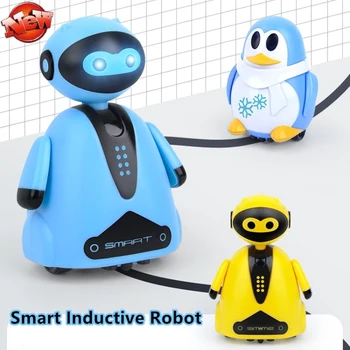 Inteligente Indutivo Robô Linha de Anti-colisão LED de Iluminação Suave, Suave E de Forma Redonda Pinguim Bonito, Interessante Criança de Brinquedo