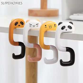 Kawaii Plástico Panda Animal Gato Multifuncional Decorativos Bolsa Gancho Tecla De Suporte Mesa Gancho