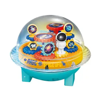 KidsElectric Nave de Brinquedo UFO Brinquedo Conjunto Universal Roda de Nave espacial de Vôo Modelo Transparente de Nave espacial de Vôo Mover as Engrenagens de Rastreamento