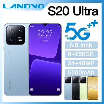 Landvo Novo S20 Ultra Smartphone 6.8 polegadas 8+256 gb de Telefones Móveis Android Desbloqueado 5200 mAh 24MP+48MP 5G de Rede Celular Celular