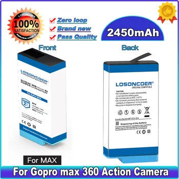 LOSONCOER 2450mAh Para Gopro duração máxima da Bateria / Para Ir Pro Max 360 Câmera, Ação de Baterias