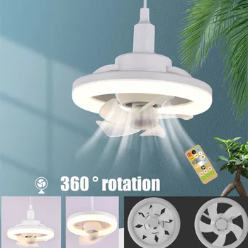 Lâmpada Da Luz Da Sala Elétrica E Fã Conduzido Em Casa De 360° Lustre De Resfriamento De Controle Remoto Para O Teto Com Decoração De Rotação Do Ventilador